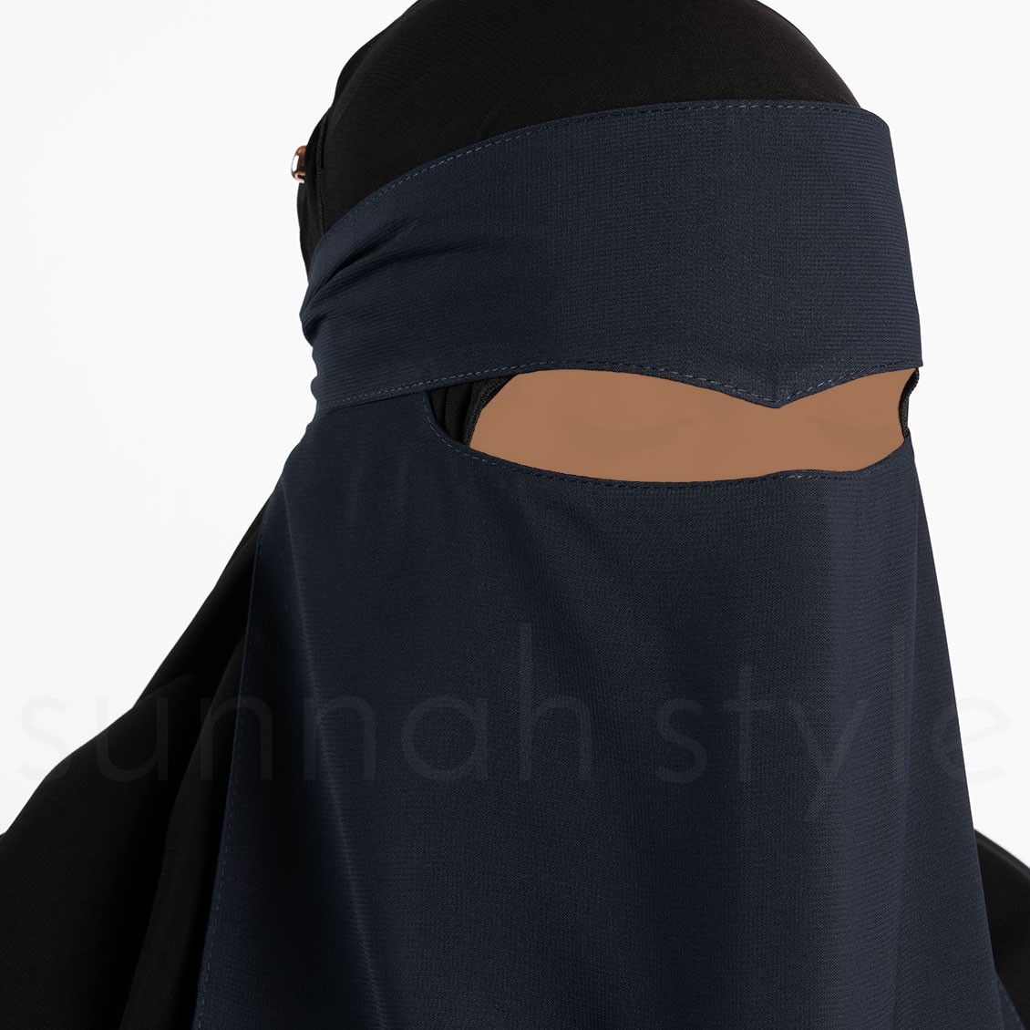 Sunnah Style One Layer Widows Peak Niqab Navy Blue